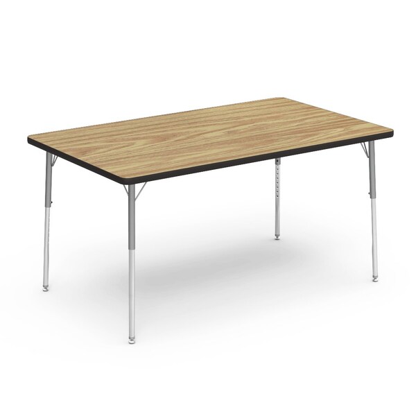 Virco 60 in. W, 36 in. L, 22-30 in. H, Medium Oak Top / Black Edge 483660 - main